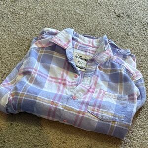 Disney Plaid Button Down Shirt - Blue and Pink